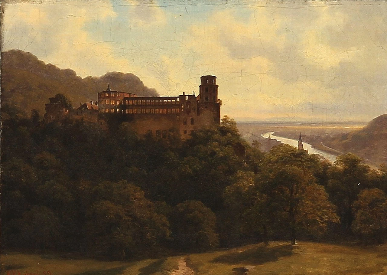 Paesaggio con il castello di Heidelberg, 1859